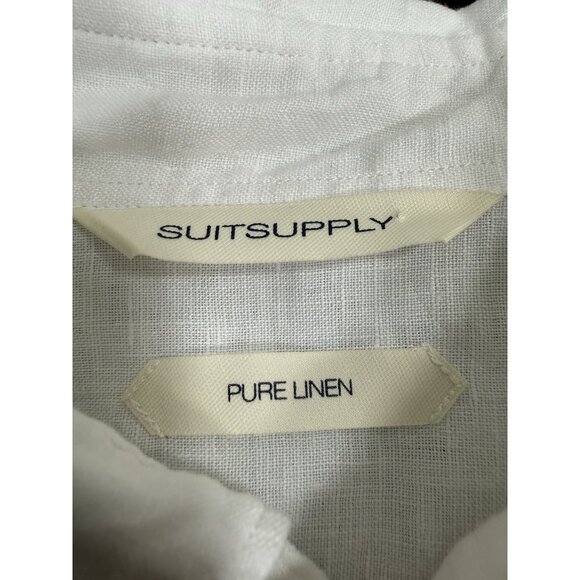 SuitSupply Mens Shirt Pure Linen Leggiuno Sz 16/16.5 41/42 Slim Fit Long Sleeve - Picture 7 of 12